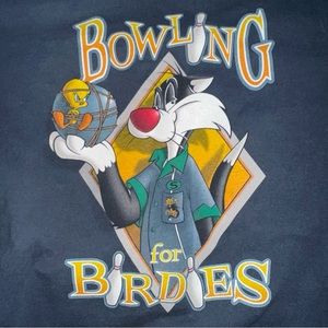 Vintage Sylvester & Tweety Bird Shirt XL Bowling For Birdies Warner Bros. 1999
